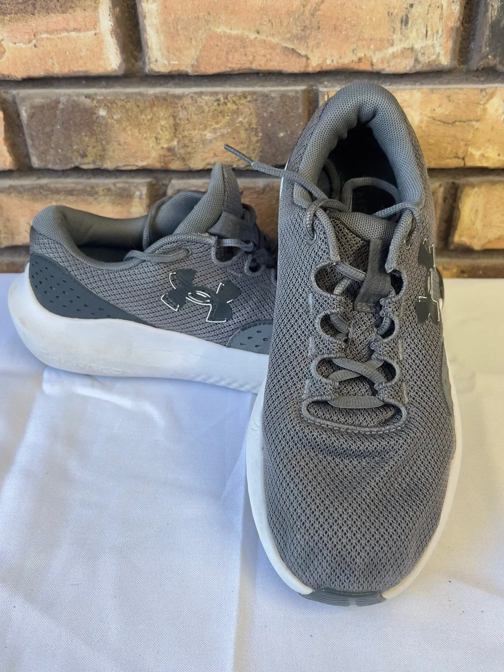 Under Armour Gray Mesh Athletic Sneakers with White Soles